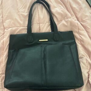 Steve Madden Black Structured Tote Bag with Gold Hardware